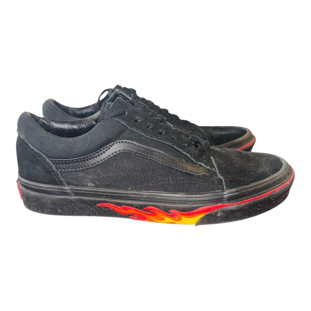 Vans Old Skool Sneakers with Flame Sole, Black, Size 8 - Picture 1 of 5
